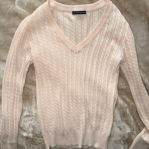Brandy Melville Light Baby Pink V-Neck Cable Sweater💗